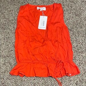 Dear John Women's Vibrant Orange wrap sleeveless Blouse- nwt